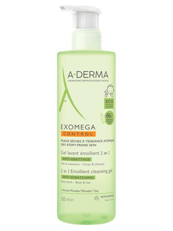 Фото A-Derma Exomega Control гель очищающий 2 в 1 для тела и волос, 500 мл