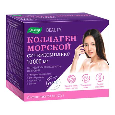 Фото Коллаген морской Суперкомплекс, порошок 10000 мг, пакеты-саше 12.5 г, 20 шт.