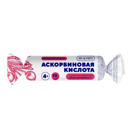 Фото Аскорбиновая кислота Солнышко BioForte, таблетки (вишня с  глюкозой) 3 г, 10 шт.