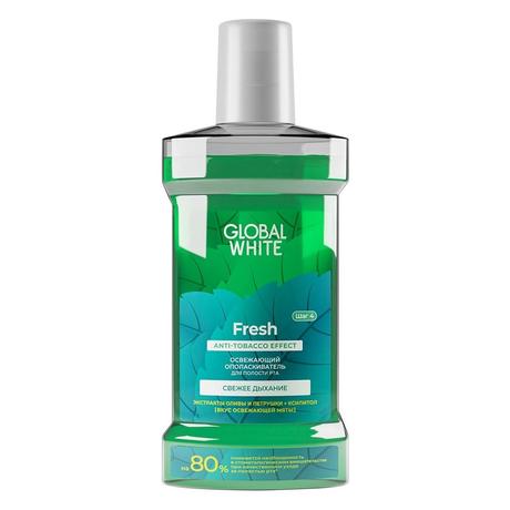 Фото Global White, ополаскиватель для полости рта освежающий Экстракт оливы и петрушки, 300 мл