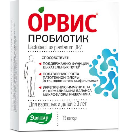 Фото Орвис Пробиотик, капсулы 441.1 мг, 15 шт.