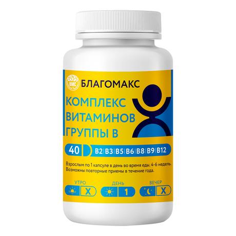 Фото Благомакс Комплекс витаминов группы B капсулы 0,15 г, 40 шт.