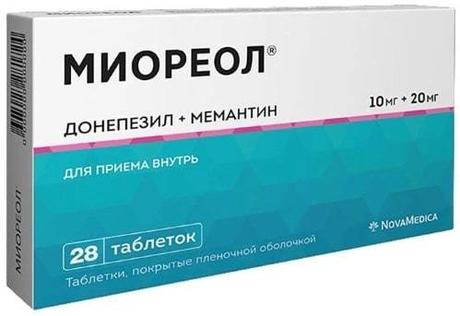 Фото Миореол, таблетки покрыт. плен. об. 10 мг+20 мг, 28 шт.