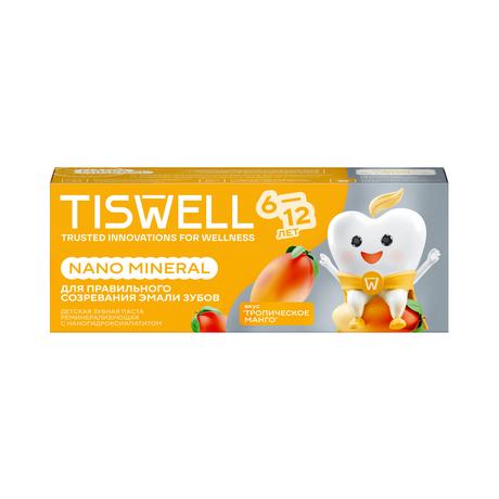 Фото TISWELL зубная паста для детей 6-12 лет реминерализирующая от кариеса с наногидроксиапатитом (манго, с фтором) 60 г, 1 шт.
