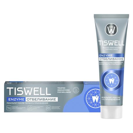 Фото TISWELL зубная паста отбеливающая энзимная от темного налета и камня (с кальцием и фтором) 110 г, 1 шт.