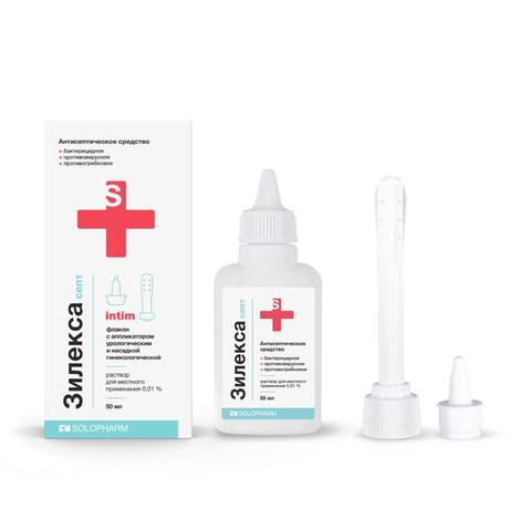 Фото Зилекса септ, раствор для местного применения 0,01 %, флакон с аппликатором урологическим и насадкой гинекологической, 50 мл