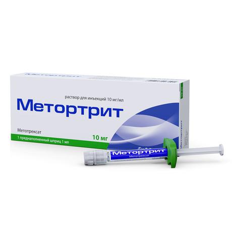 Фото Метортрит, раствор для инъекций 10 мг/мл, шприц 1 мл, 1 шт.