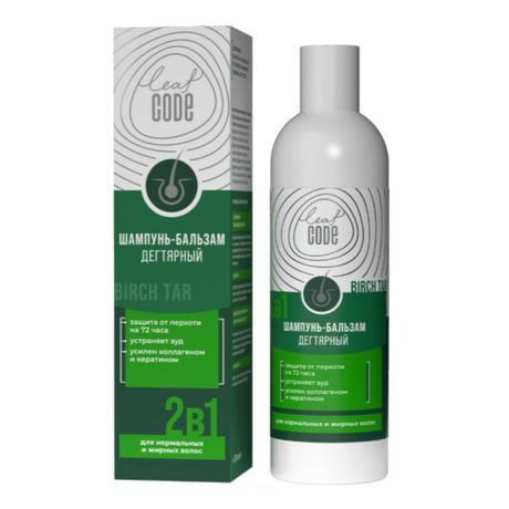 Фото LEAF CODE Шампунь-бальзам 2в1 Дегтярный от перхоти и жирной себореи 250 мл, 1 шт.