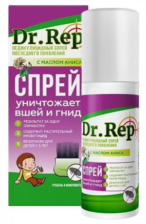 Фото Dr.Rep, спрей педикулицидный (с гребнем) 100 мл