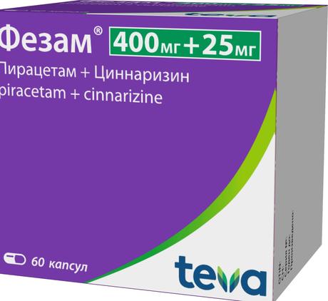 Фото Фезам, капсулы 400 мг+25 мг, 60 шт.