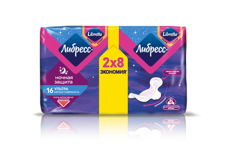 Фото Прокладки Libresse Ultra Night с мягкой поверхностью, 16 шт.