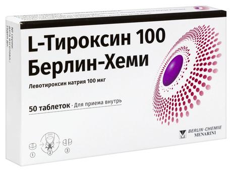 Фото L-Тироксин 100 Берлин-Хеми, таблетки 100 мкг, 50 шт.