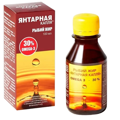 Фото Рыбий жир Янтарная капля Омега-3, флакон 100 мл 