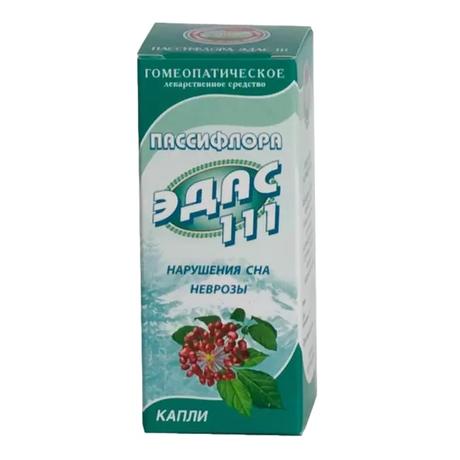 Фото Пассифлора Эдас-111, для лечения нарушений сна, неврозов, капли гомеопатические, 25 мл