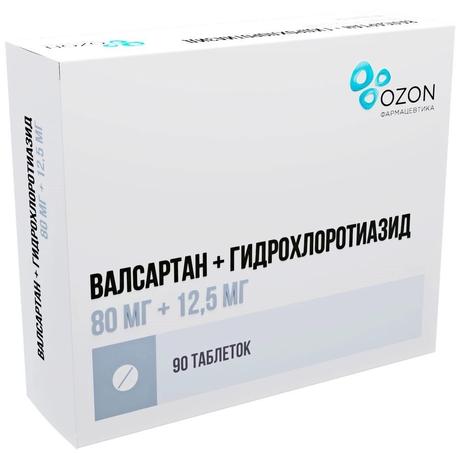 Фото Валсартан+Гидрохлоротиазид таблетки, покрытые пленочной оболочкой 80 мг +12,5 мг, 90 шт.