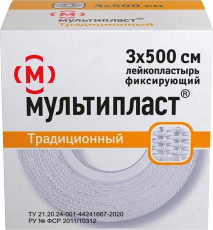 Фото Мултипласт, лейкопластырь традиционный фиксирующий, 3х500 см, 1 шт.