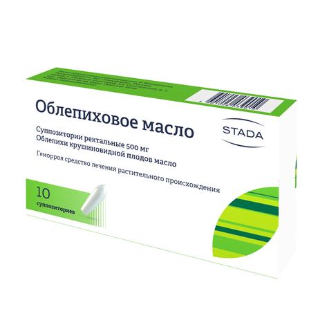Фото Облепиховое масло, суппозитории ректальные 500 мг, 10 шт.