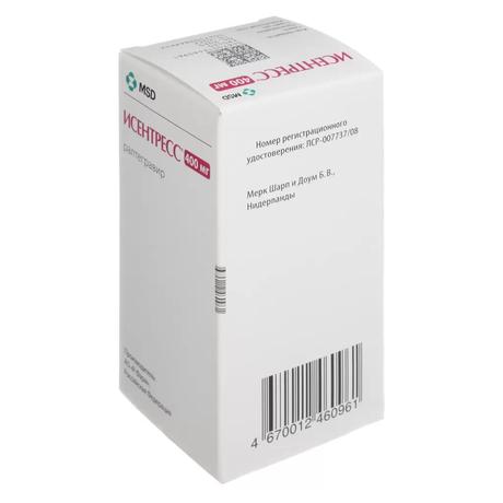 Фото Исентресс, таблетки 400 мг, флакон 60 шт.