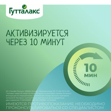 Фото Гутталакс Экспресс, суппозитории ректальные 10 мг, 6 шт.