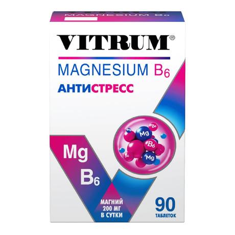 Фото Витрум Магний В6, таблетки покрытые оболочкой 1200 мг, 90 шт.