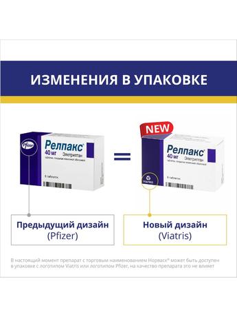 Фото Релпакс, таблетки покрыт. плен. об. 40 мг, 6 шт.