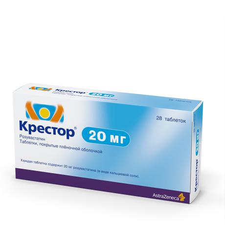 Фото Крестор, таблетки в плёночной оболочке 20 мг, 28 шт.