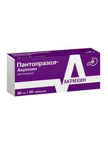 Фото Пантопразол-Акрихин, таблетки кишечнорастворимые, покрытые пленочной оболочкой 40 мг, 30 шт