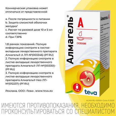 Фото Алмагель А, суспензия 170 мл