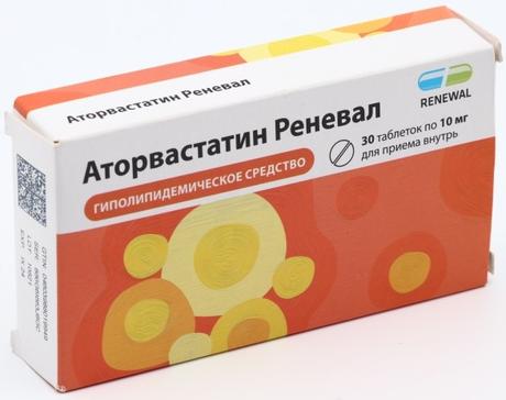 Фото Аторвастатин Реневал таблетки, покрытые пленочной оболочкой 10 мг, 30 шт.