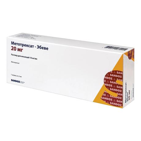 Фото Метотрексат-Эбеве, раствор для инъекций 10 мг/мл, шприц 2 мл, 1 шт.