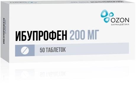 Фото Ибупрофен таблетки, покрытые пленочной оболочкой 200 мг, 50 шт. (Озон)