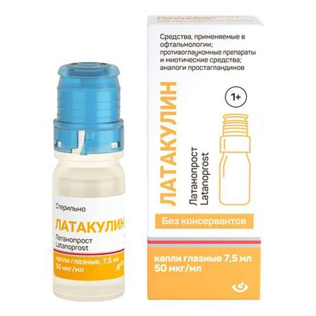 Фото Латакулин, капли глазные 50 мкг/мл, флакон 7.5 мл