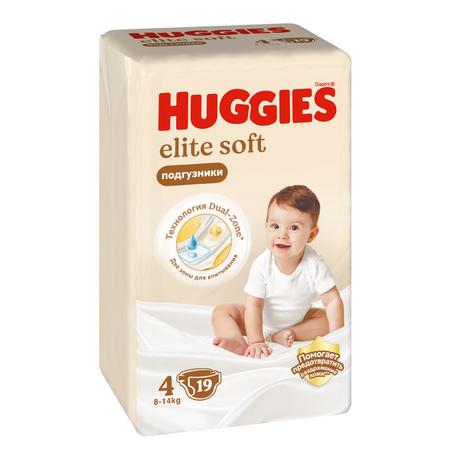 Фото Huggies Elite Soft, подгузники для детей, 4 размер (8-14 кг), 19 шт.