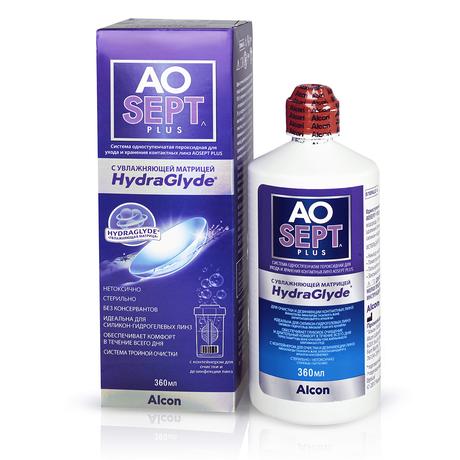 Фото AOSept Plus Hydraglyde, пероксидная одноступенчатая система для ухода  и хранения контактных линз, 360 мл