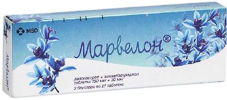 Фото Марвелон, таблетки 150 мкг+30 мкг, 63 шт.