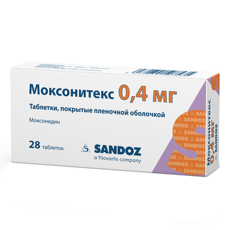 Фото Моксонитекс, таблетки в пленочной оболочке 0,4 мг, 28 шт.