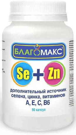 Фото Благомакс Селен и Цинк с витаминами А, Е, С, В6, капсулы, 90 шт.