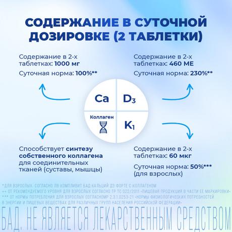 Фото Компливит Кальций Д3 форте с коллагеном, таблетки жевательные 500 мг+400 МЕ (мята), 60 шт.
