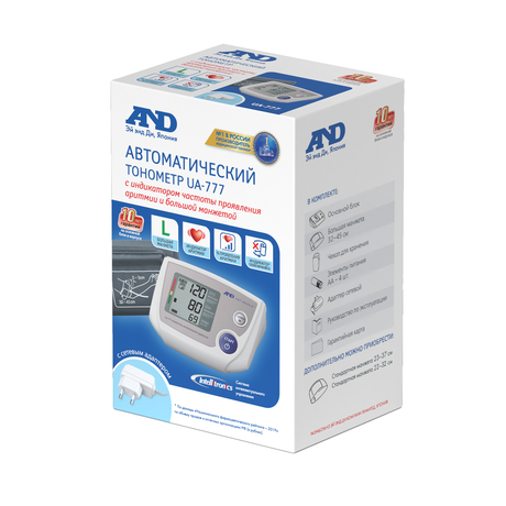 Фото Тонометр AND UA-777 с адаптером (манжета L, 32-45 см)
