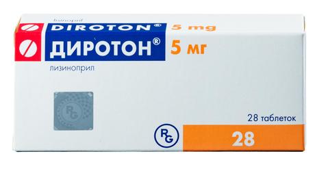 Фото Диротон, таблетки 5 мг, 28 шт.