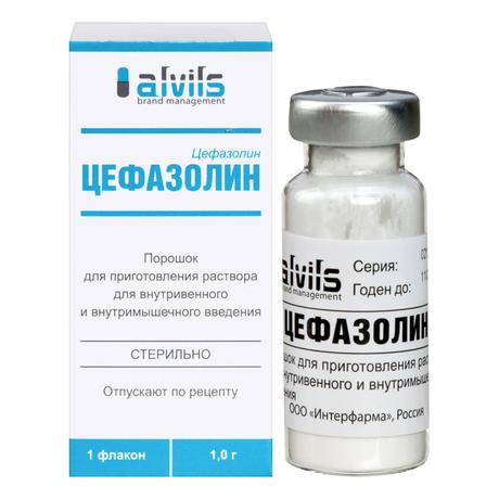 Фото Цефазолин, порошок для приготовления раствора в/в, в/м введения 1 г, 1 шт.
