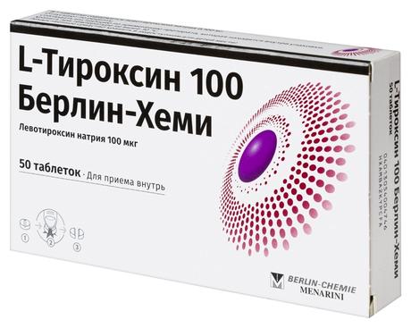 Фото L-Тироксин 100 Берлин-Хеми, таблетки 100 мкг, 50 шт.