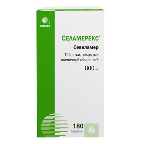 Фото Селамерекс, таблетки покрыт. плен. об. 800 мг, 180 шт.