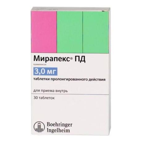 Фото Мирапекс ПД, таблетки пролонг. 3 мг, 30 шт.
