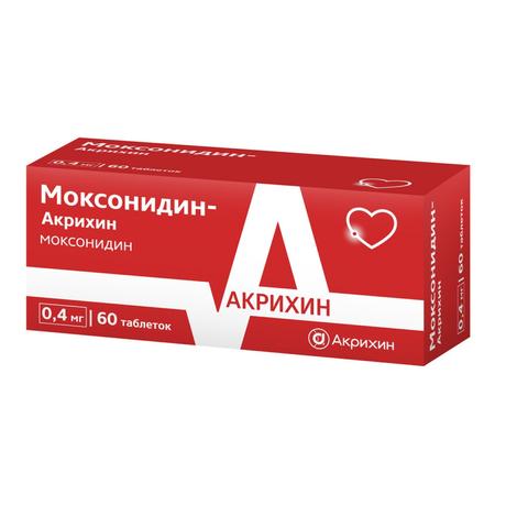 Фото Моксонидин-Акрихин, таблетки покрытые пленочной оболочкой 0.4 мг, 60 шт.