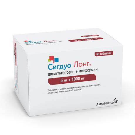 Фото Сигдуо Лонг, таблетки с модиф. высв. покрыт. плен. об. 5 мг+1000 мг, 60 шт.