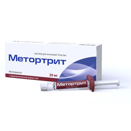 Фото Метортрит, раствор для инъекций 10 мг/мл, шприц 2 мл, 1 шт.