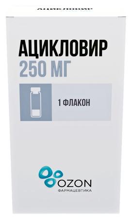 Фото Ацикловир, лиофилизат д/приг р-ра для инфузий 250 мг, флакон 1 шт.