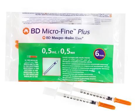 Фото Шприц инсулин Микро-Файн+ U100 с иглой 31G 0,25 х 6 мм 0,5 мл, 10 шт.