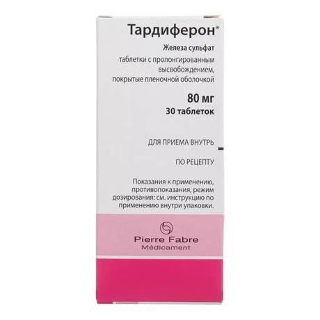 Фото Тардиферон 80 мг, таблетки пролонгированного действия, покрыт. плен. об., 30 шт.